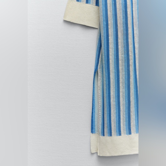 ZARA ~ Knit Striped Linen Summer Dress ~ Bikini Coverup - Picture 12 of 13